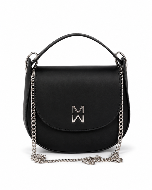 Mona Black Saddle Bag – Ženska Crna Torbica sa Lancem