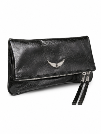Zadig & Voltaire Clutch Bag Black Patent – Ženska Elegantna Pismo Torba